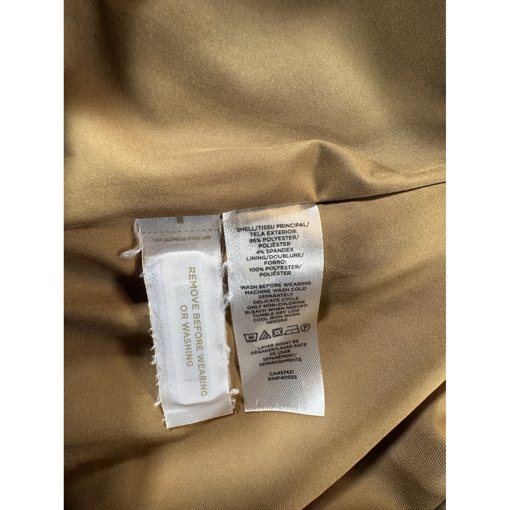 Loft Tan Faux Suede A-Line Mini Skirt Womens Size 4 Camel Front Pockets Zip Back - Picture 4 of 10